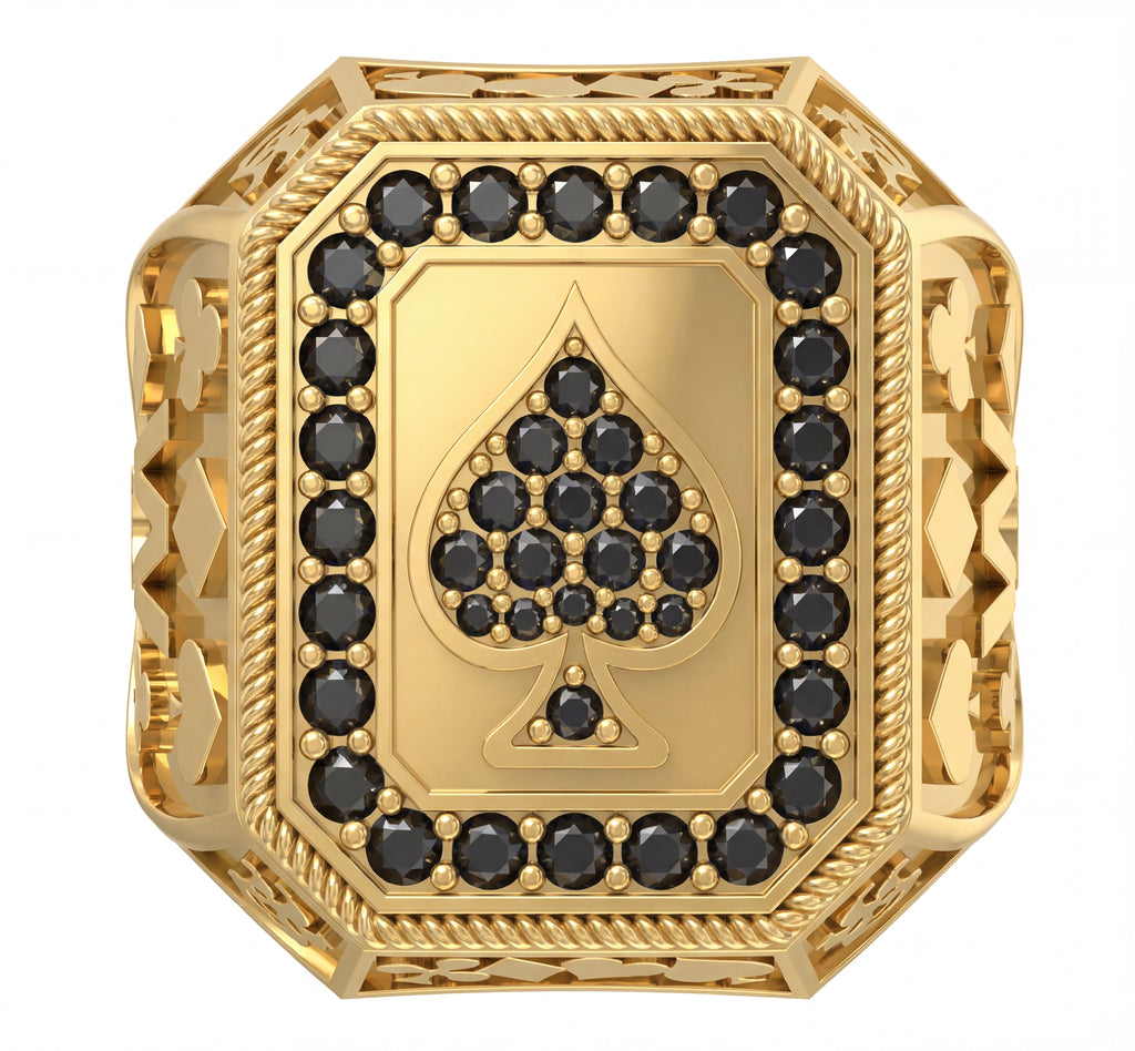 Maça Sembolü Taşlı Yüzük