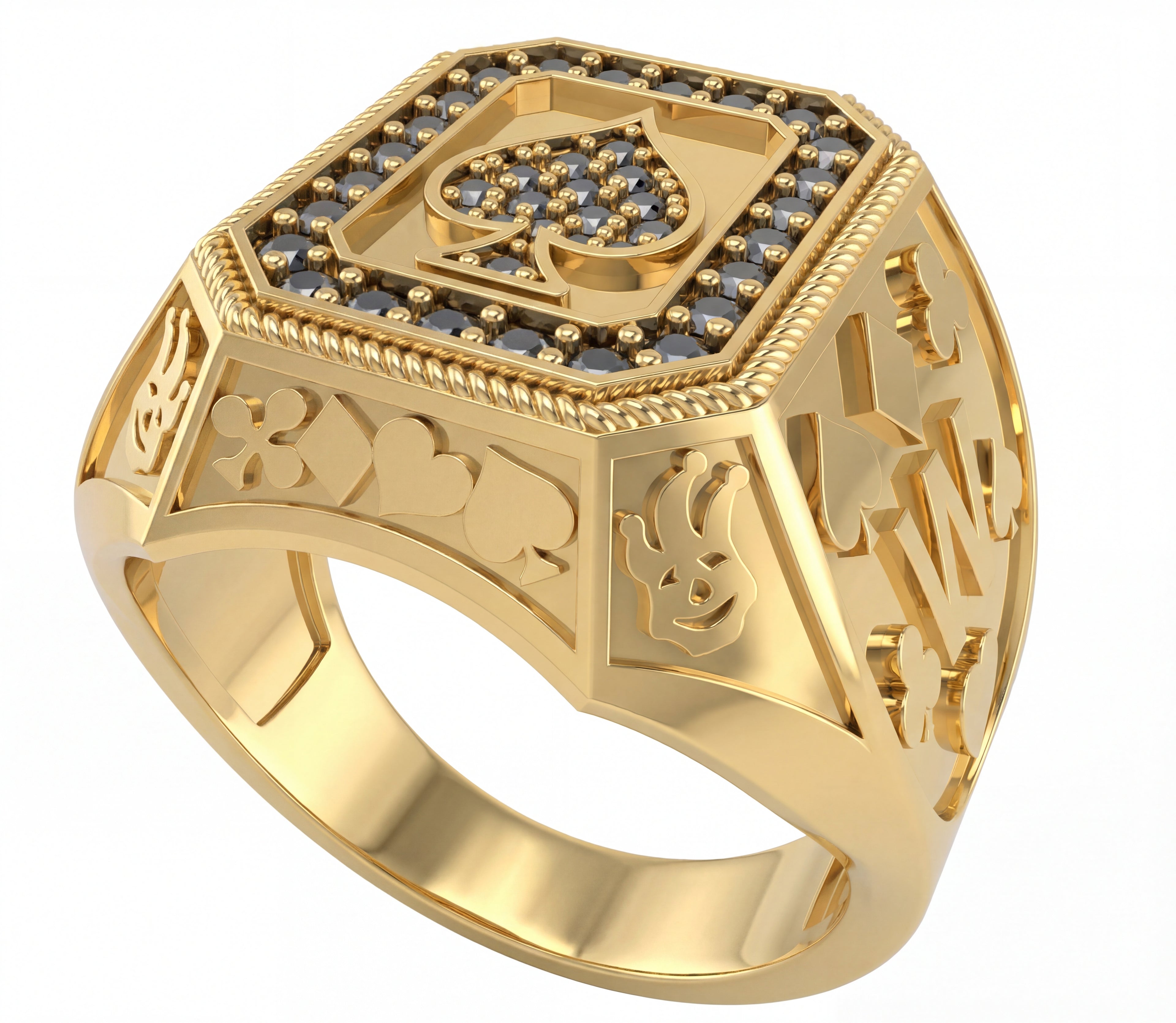 Maça Sembolü Taşlı Yüzük