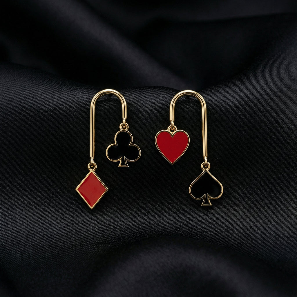 Asimetrik Kart Sembolleri U Küpe - Winners Jewels