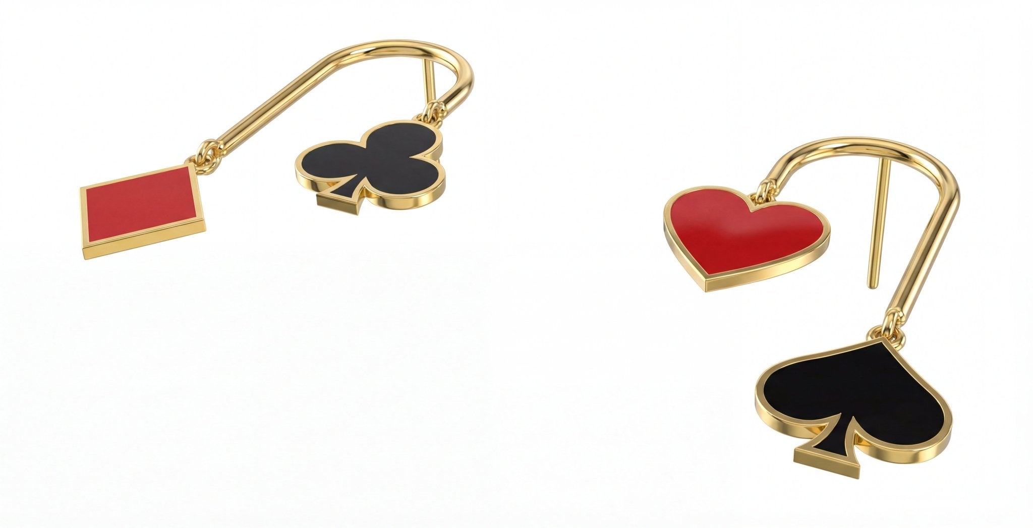 Asimetrik Kart Sembolleri U Küpe - Winners Jewels