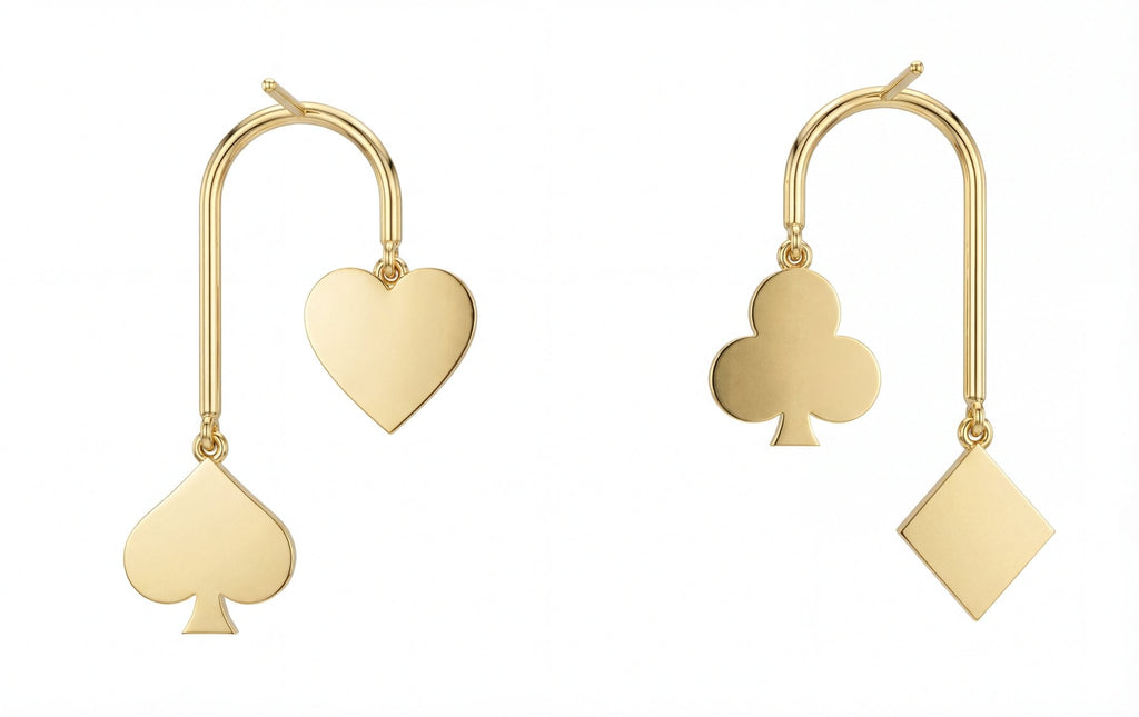 Asimetrik Kart Sembolleri U Küpe - Winners Jewels