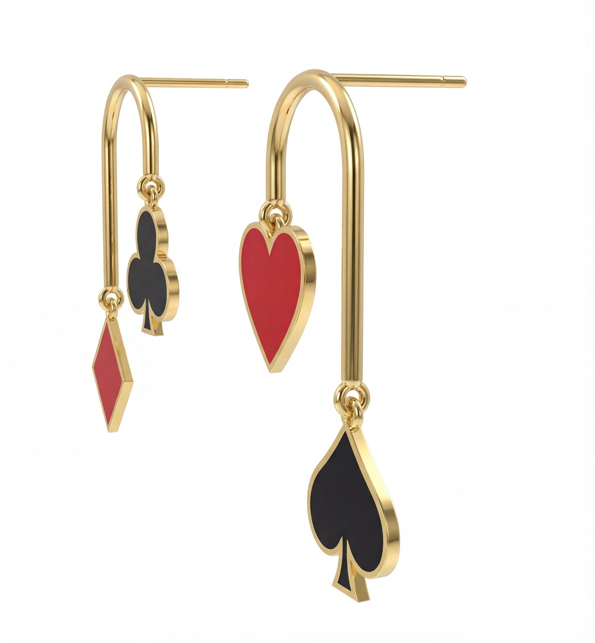 Asimetrik Kart Sembolleri U Küpe - Winners Jewels