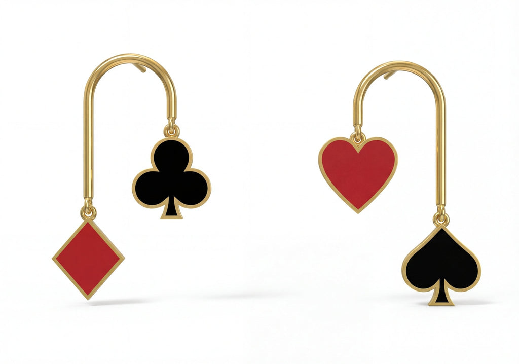 Asimetrik Kart Sembolleri U Küpe - Winners Jewels