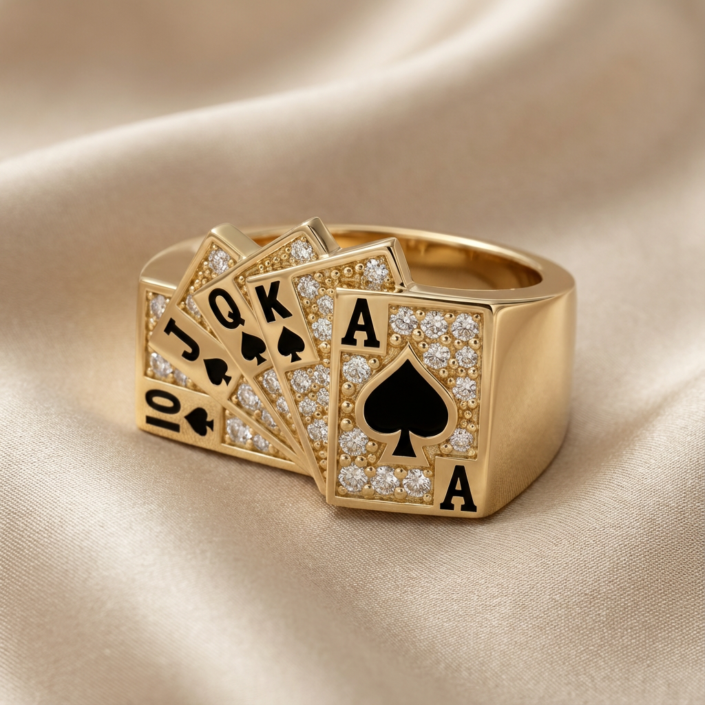 Maça Flush Royal Poker Yüzük