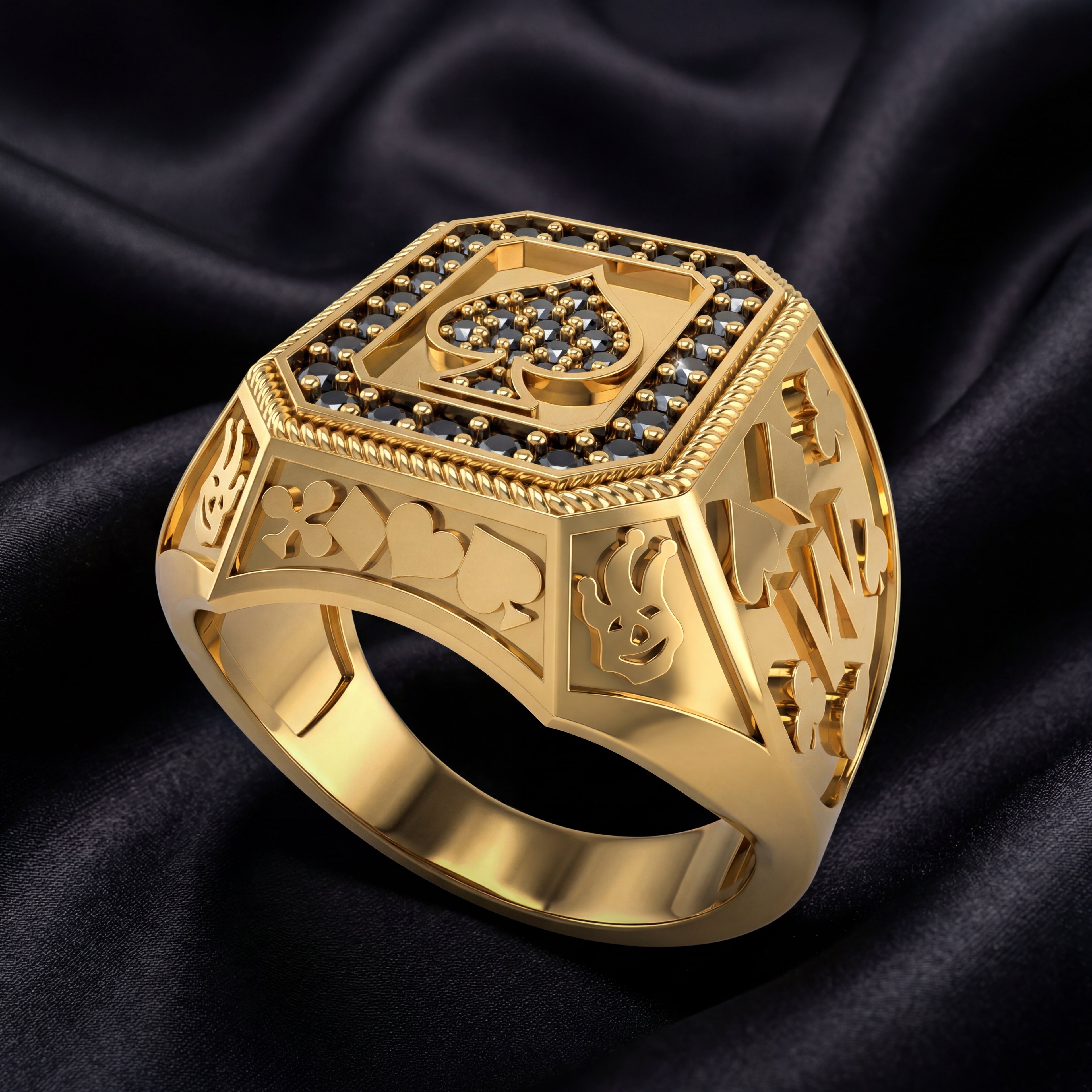 Maça Sembolü Taşlı Yüzük