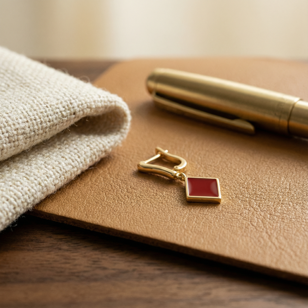 İskambil Kartı Sembollü Küpe