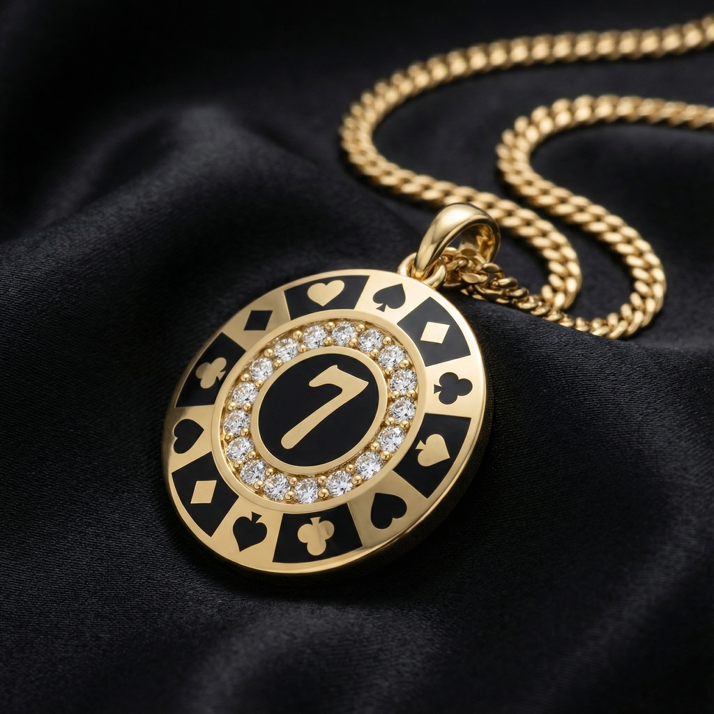7 Figürlü Poker Chip Kolye Ucu