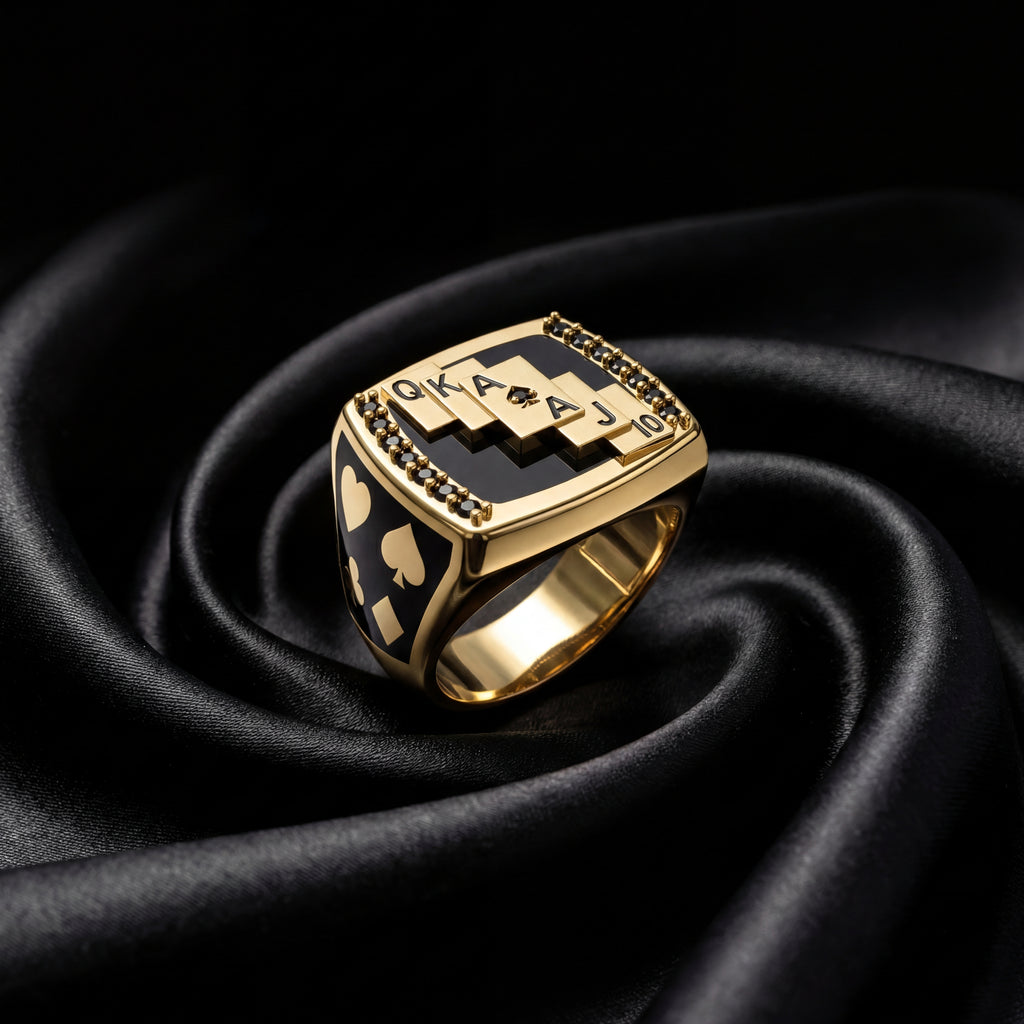 Poker Royal Flush Temalı Yüzük