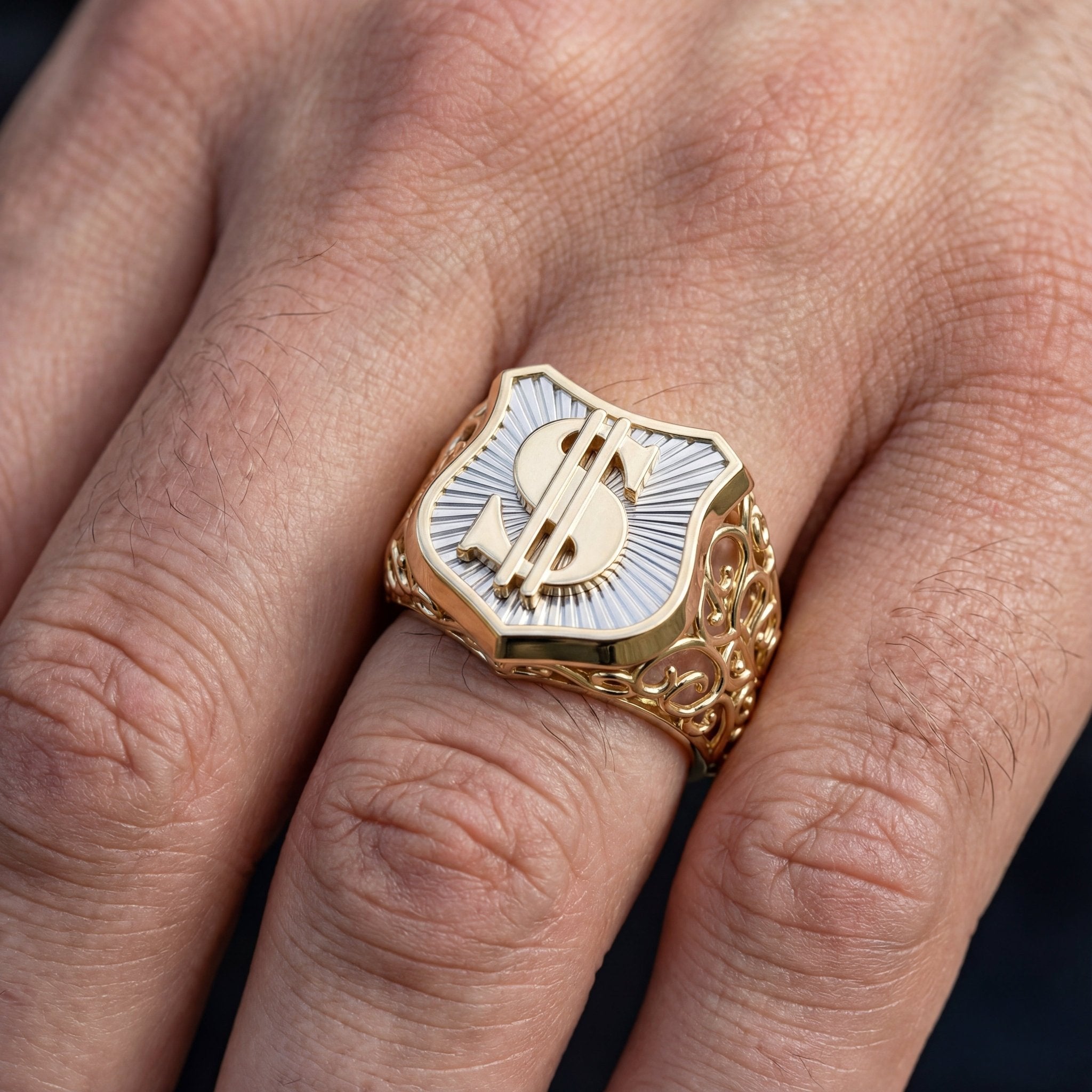 Dolar ($) Sembollü Polis Kalkanı Yüzük - Winners Jewels