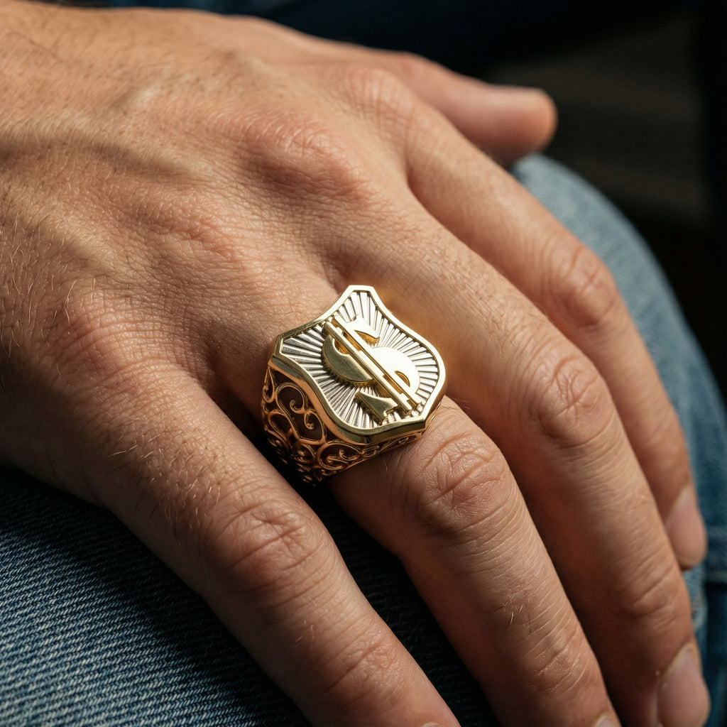 Dolar ($) Sembollü Polis Kalkanı Yüzük - Winners Jewels