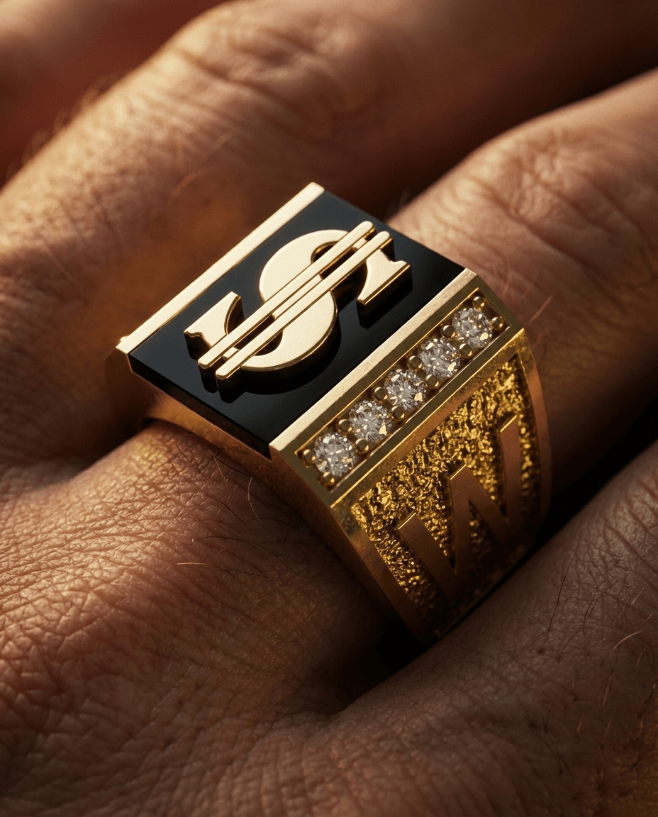 Dolar ($) Sembollü Taşlı Yüzük - Winners Jewels