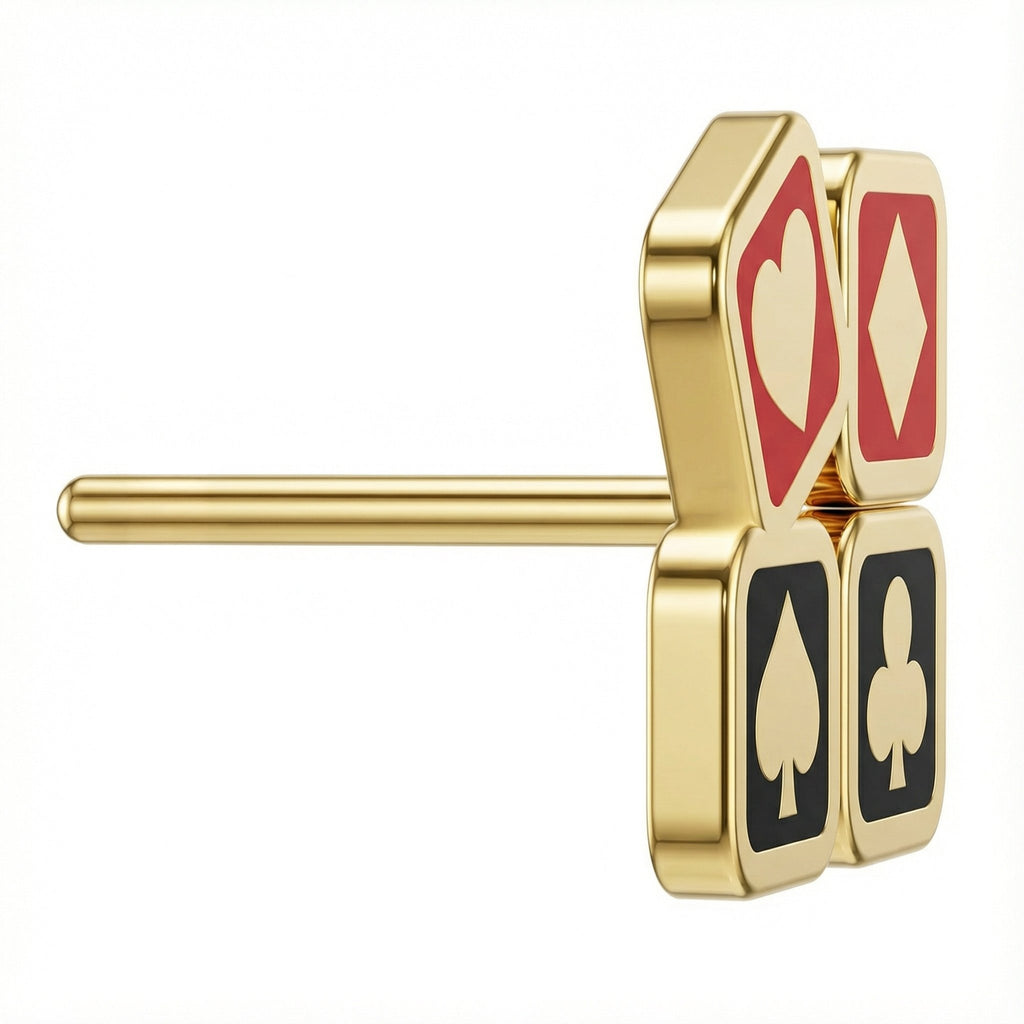 Dörtlü Poker Sembolü Küpe (Tek) - Casino Piercing - Winners Jewels