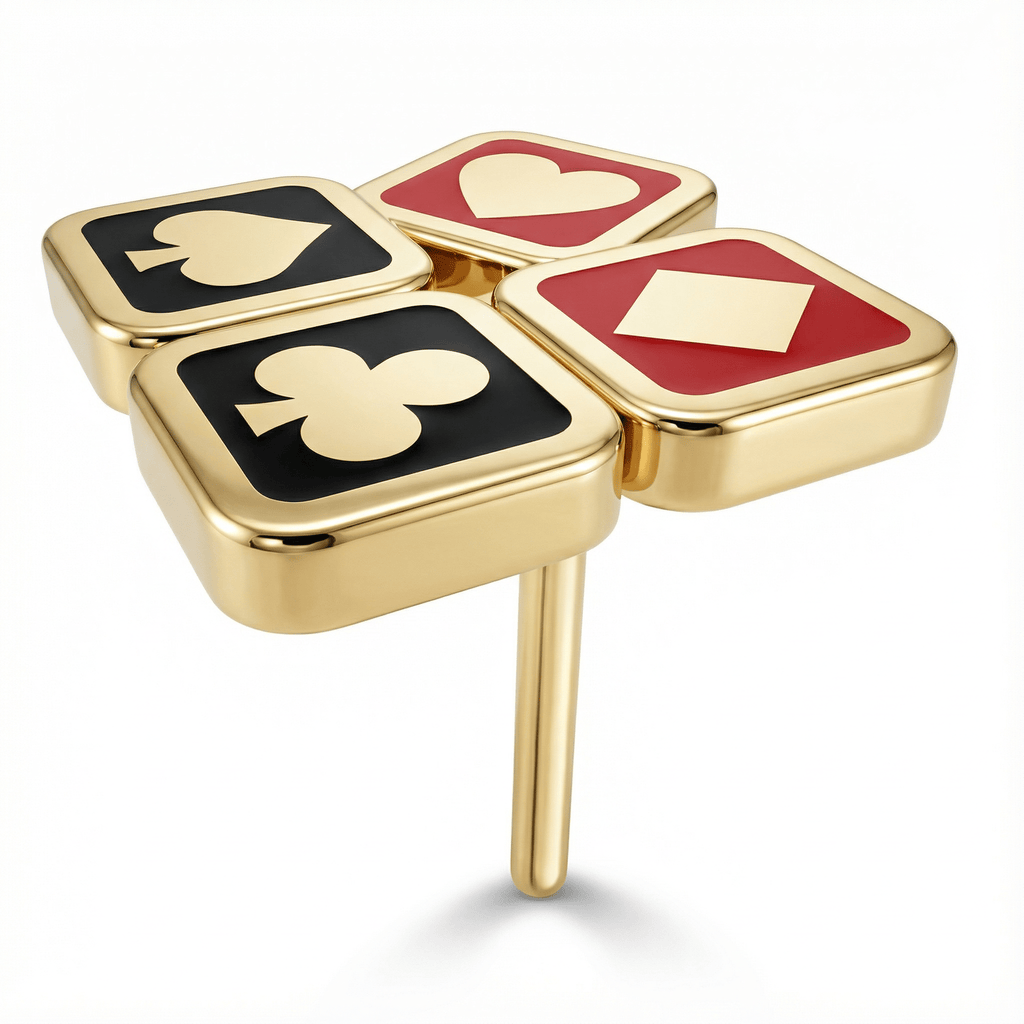 Dörtlü Poker Sembolü Küpe (Tek) - Casino Piercing - Winners Jewels