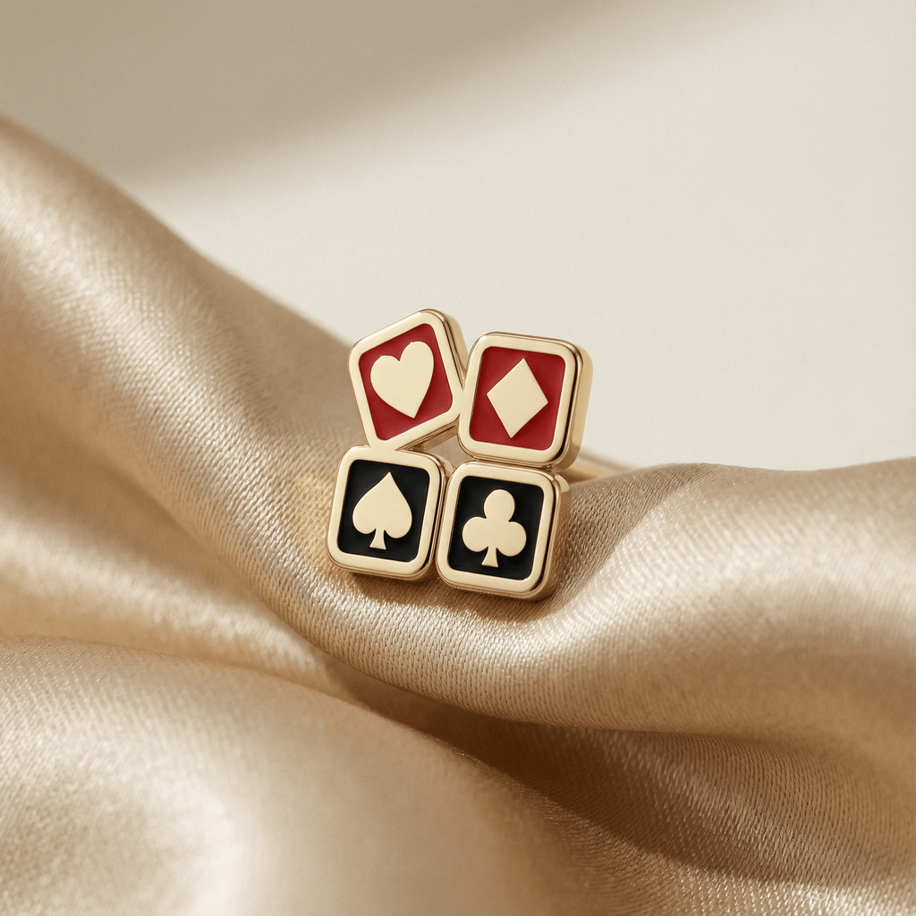 Dörtlü Poker Sembolü Küpe (Tek) - Casino Piercing - Winners Jewels