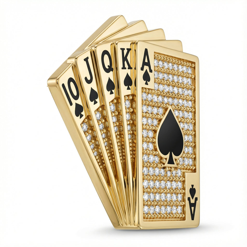 Royal Flush Poker Kartı Broş