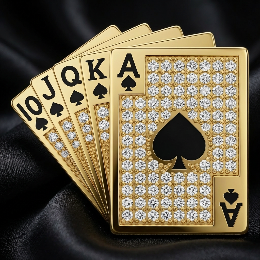 Royal Flush Poker Kartı Broş