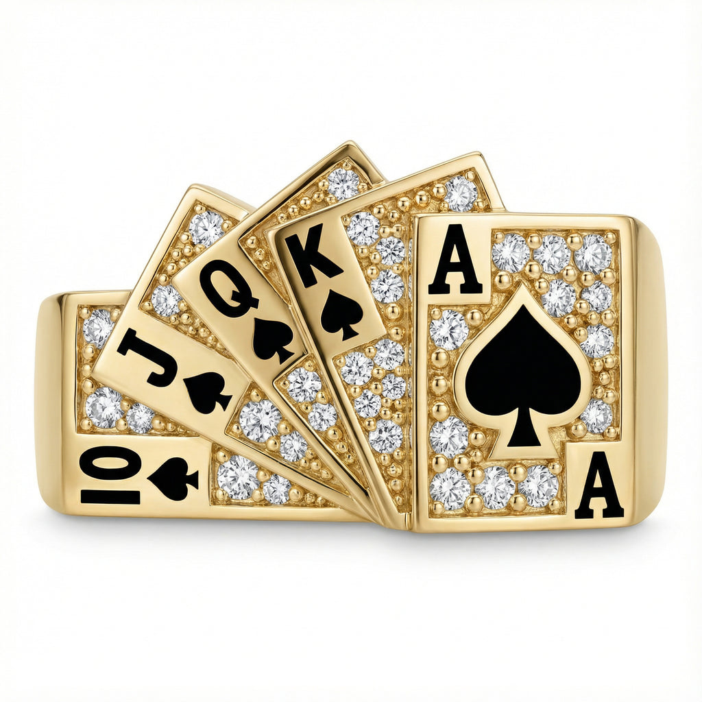 Maça Flush Royal Poker Yüzük