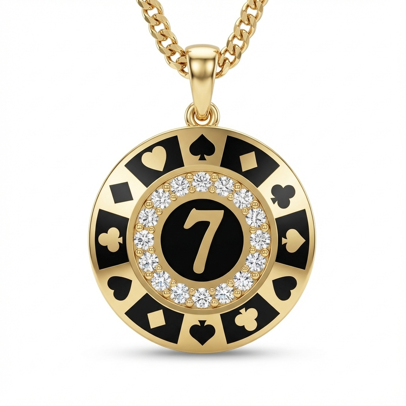 7 Figürlü Poker Chip Kolye Ucu