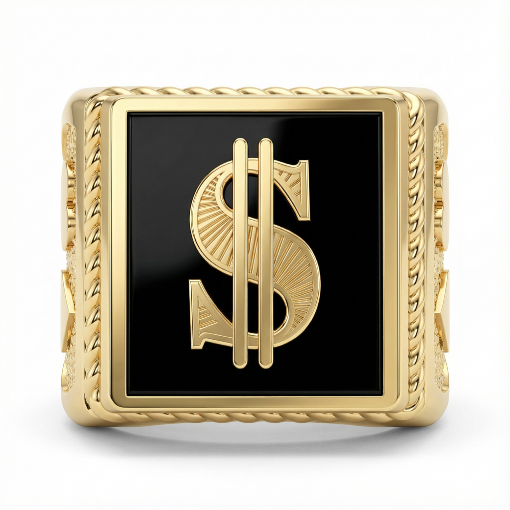 Dolar Sembollü Örgü Bant Yüzük