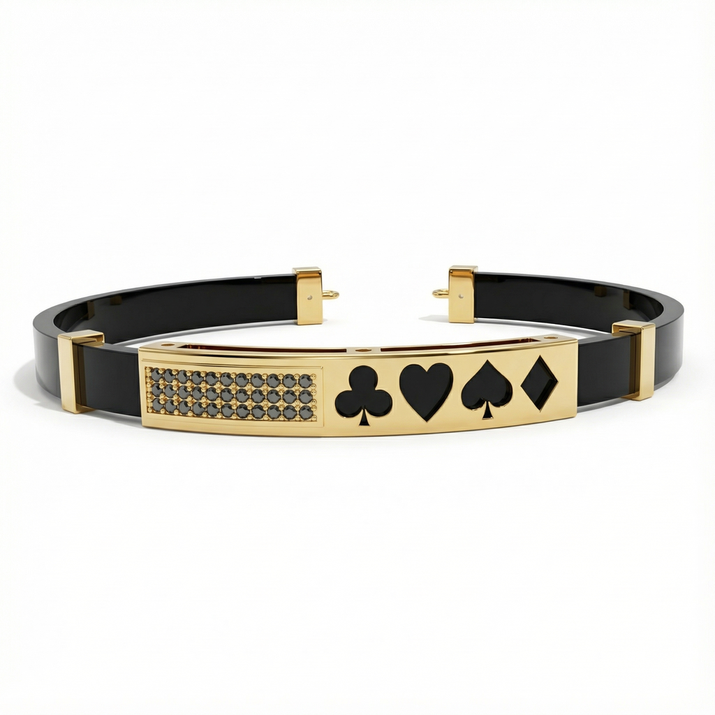 Kart Sembollü Siyah Şans Bilekliği