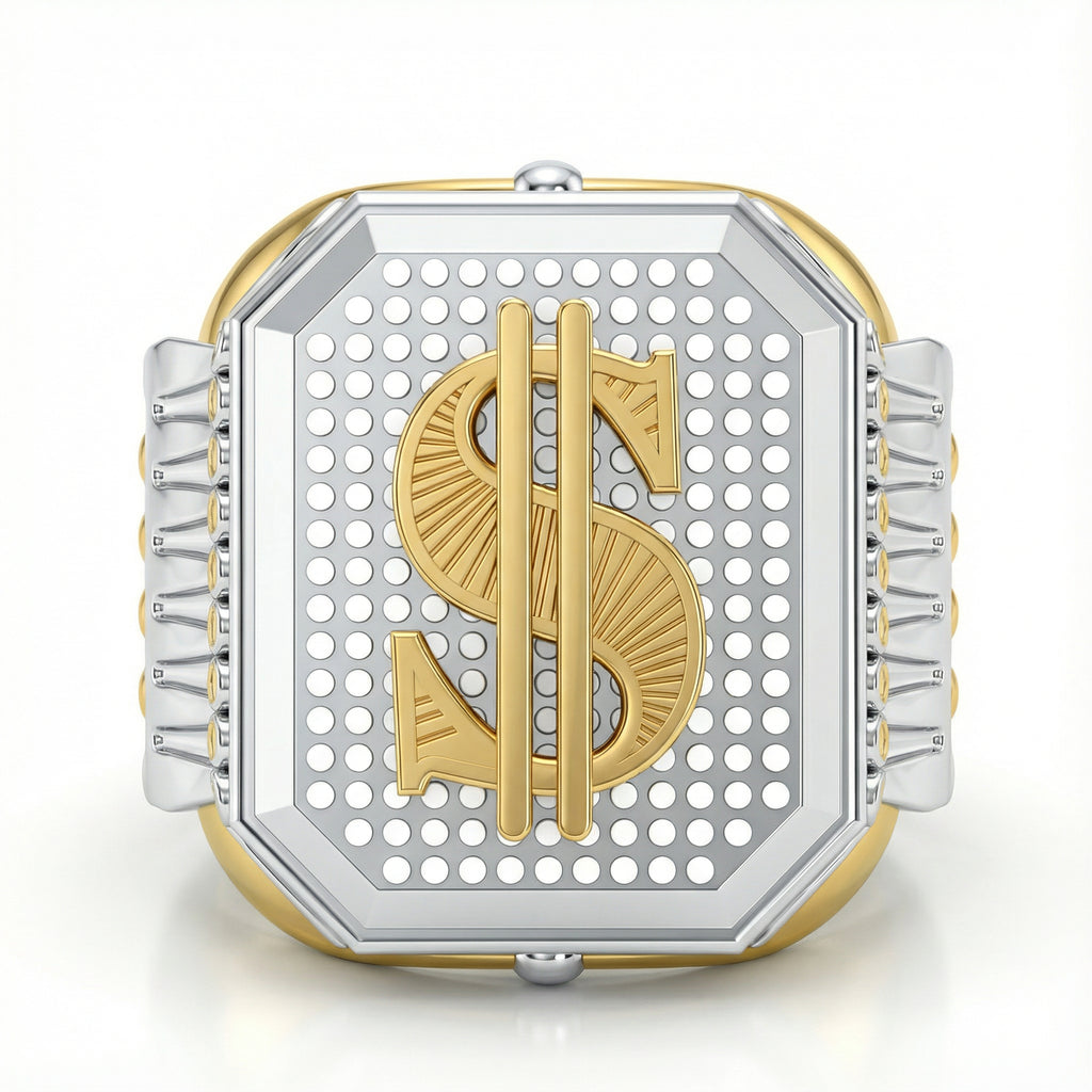 Dolar Sembollü Beyaz Altın Yüzük