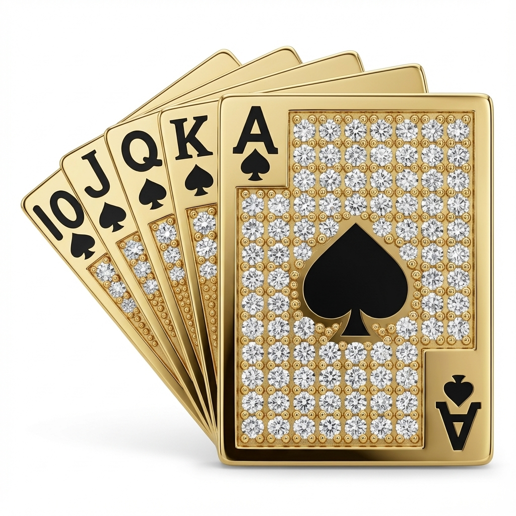 Royal Flush Poker Kartı Broş