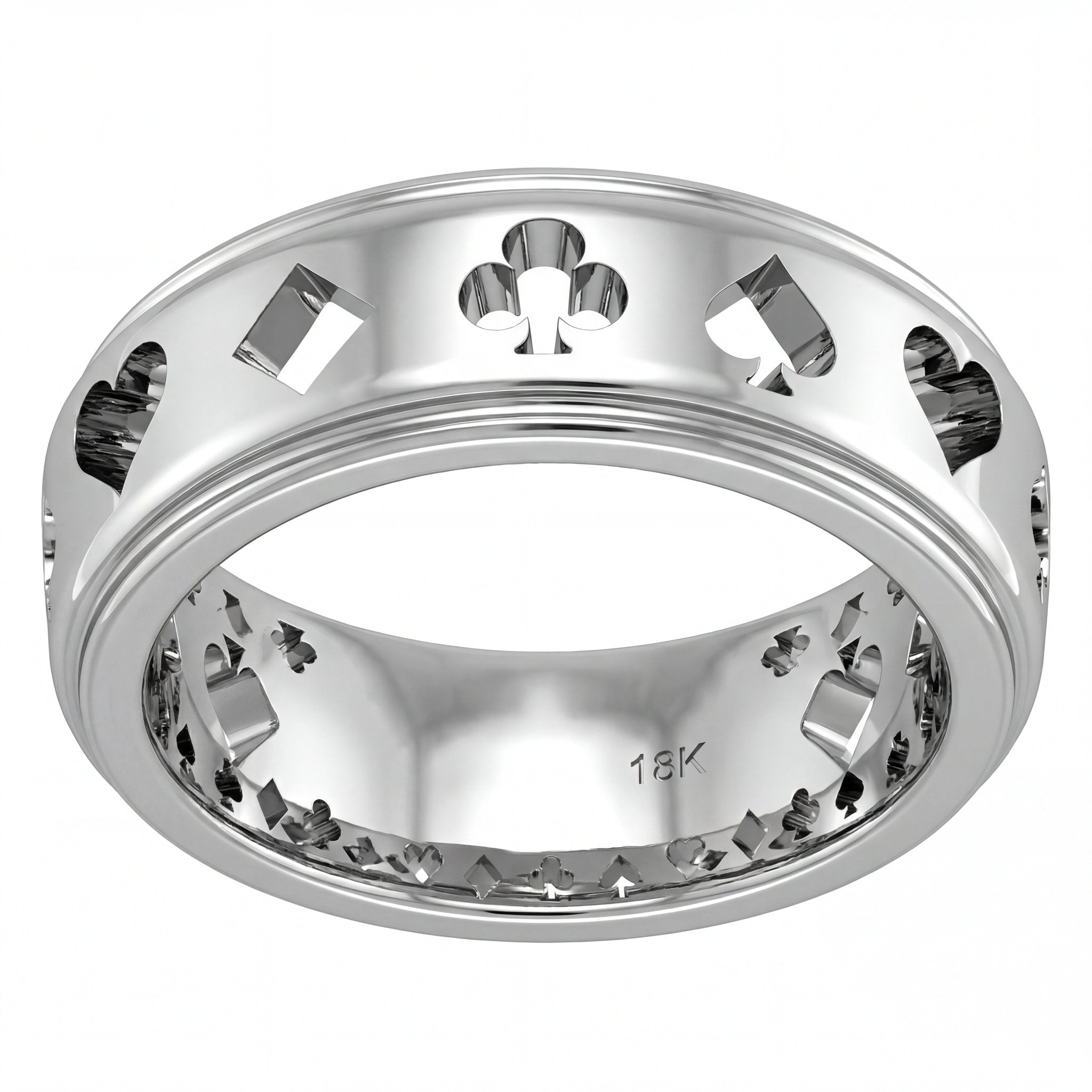 Kart Sembollü Beyaz Altın Yüzük - Winners Jewels