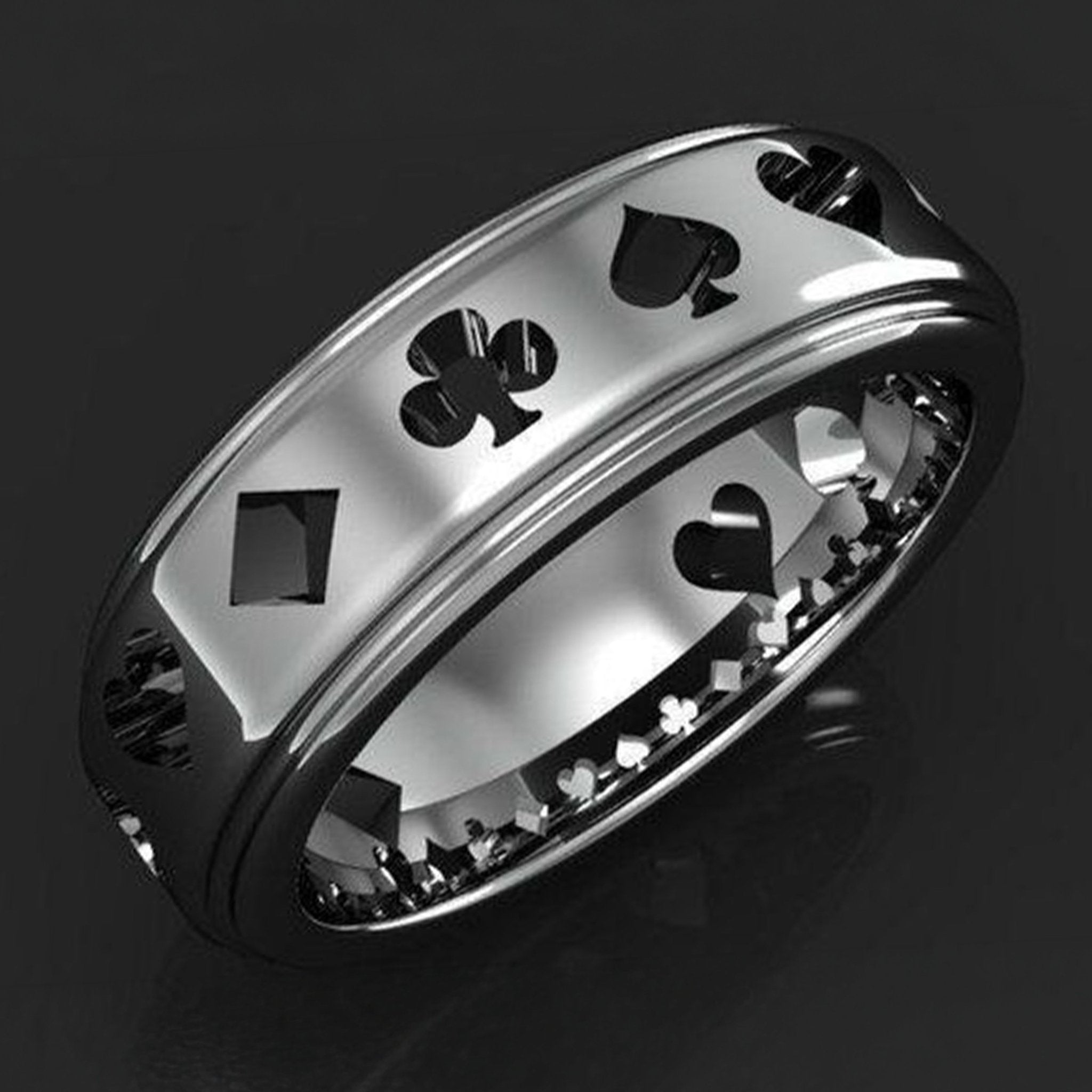 Kart Sembollü Beyaz Altın Yüzük - Winners Jewels