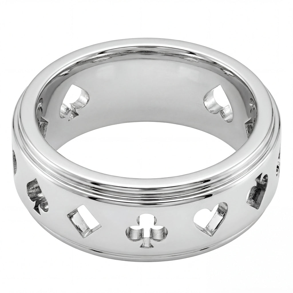 Kart Sembollü Beyaz Altın Yüzük - Winners Jewels