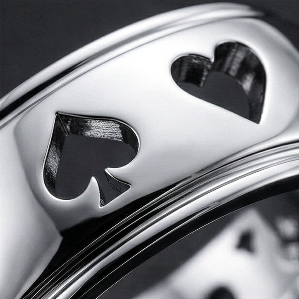 Kart Sembollü Beyaz Altın Yüzük - Winners Jewels