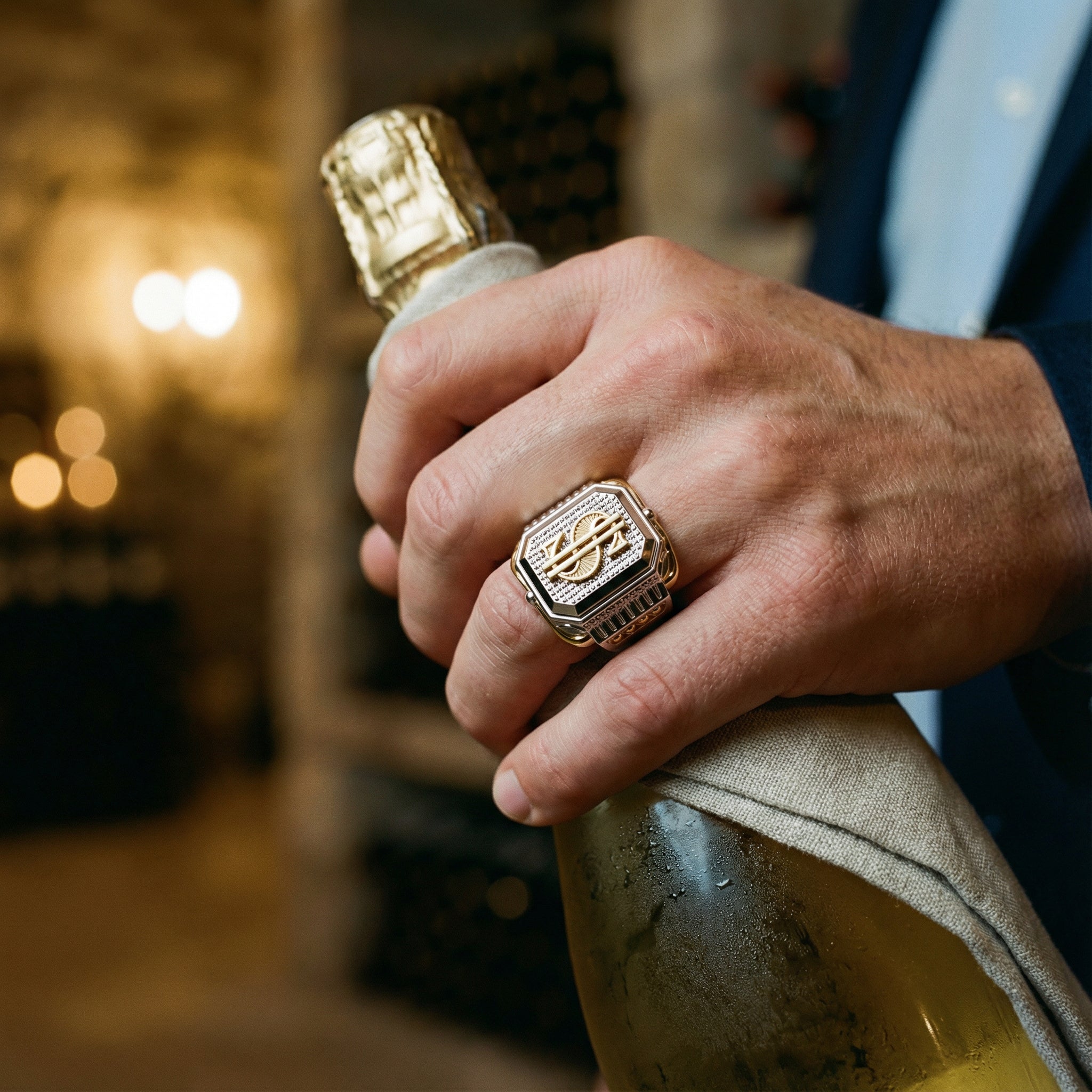 Dolar Sembollü Beyaz Altın Yüzük