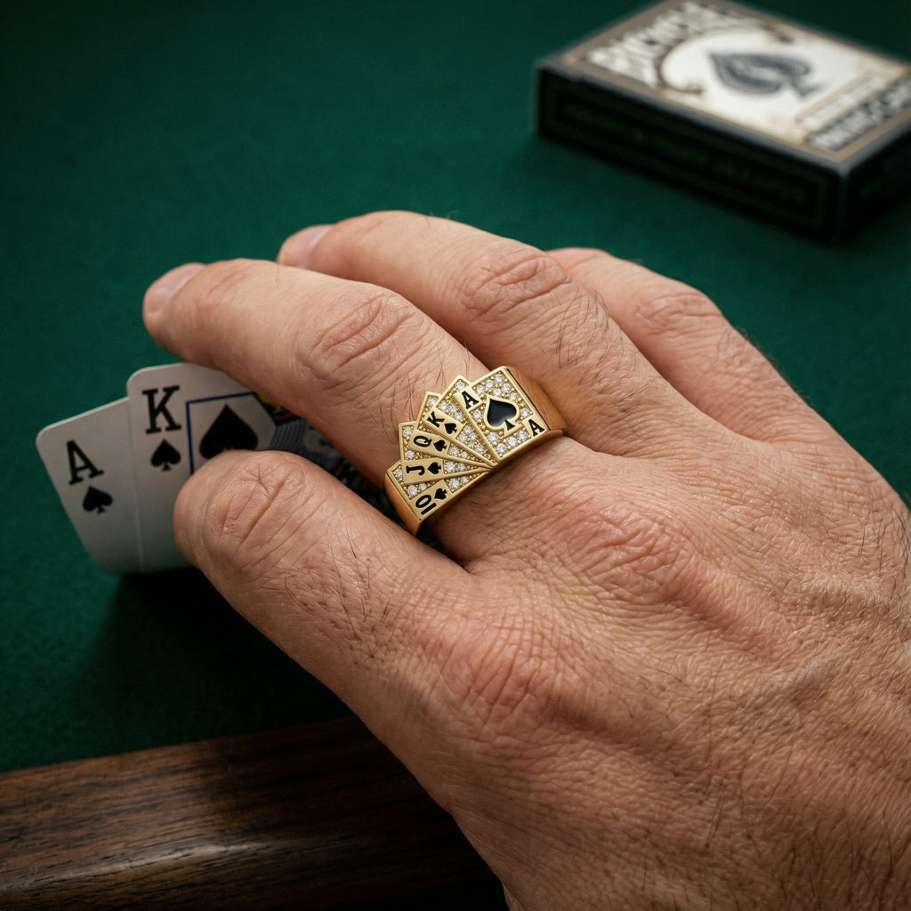 Maça Flush Royal Poker Yüzük