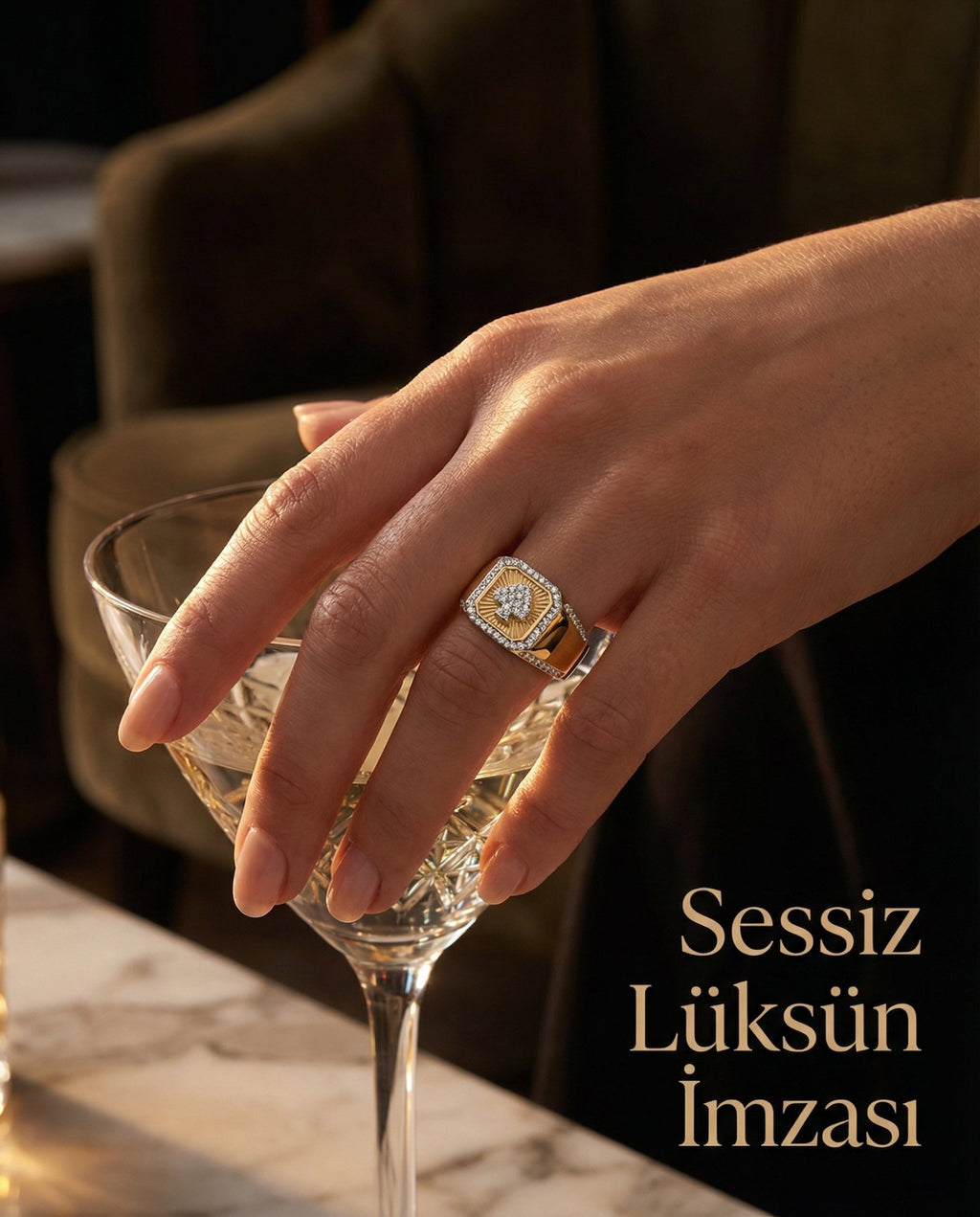 Maça Ası Swarovski Taşlı Yüzük - Winners Jewels