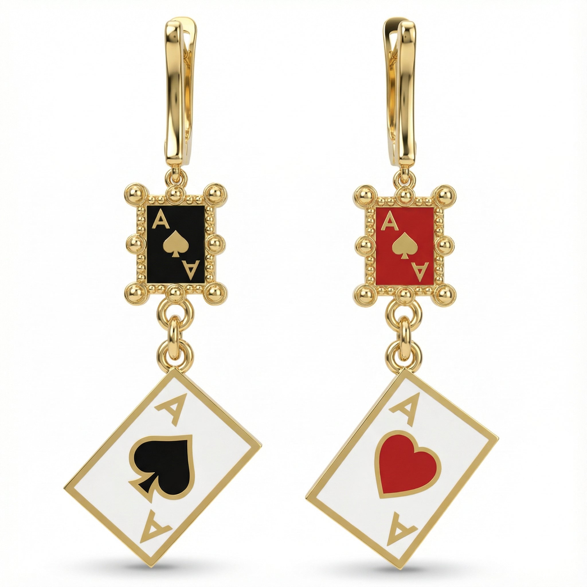 Maça & Kupa Ası Sallantılı Küpe - Winners Jewels