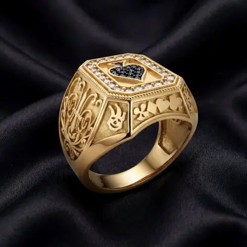 Maça Sembolü Taşlı Yüzük