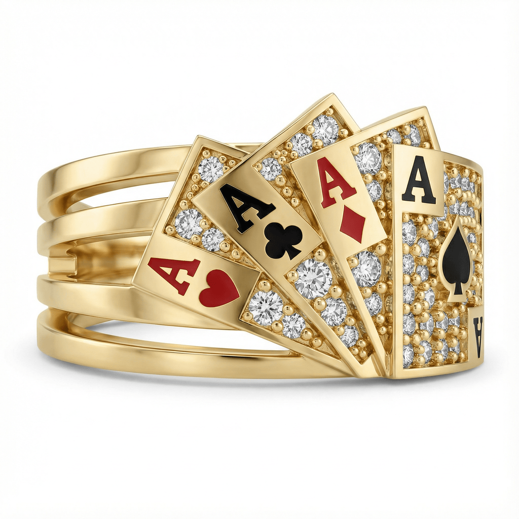 Poker As Kartları Temalı Taşlı Yüzük - Winners Jewels