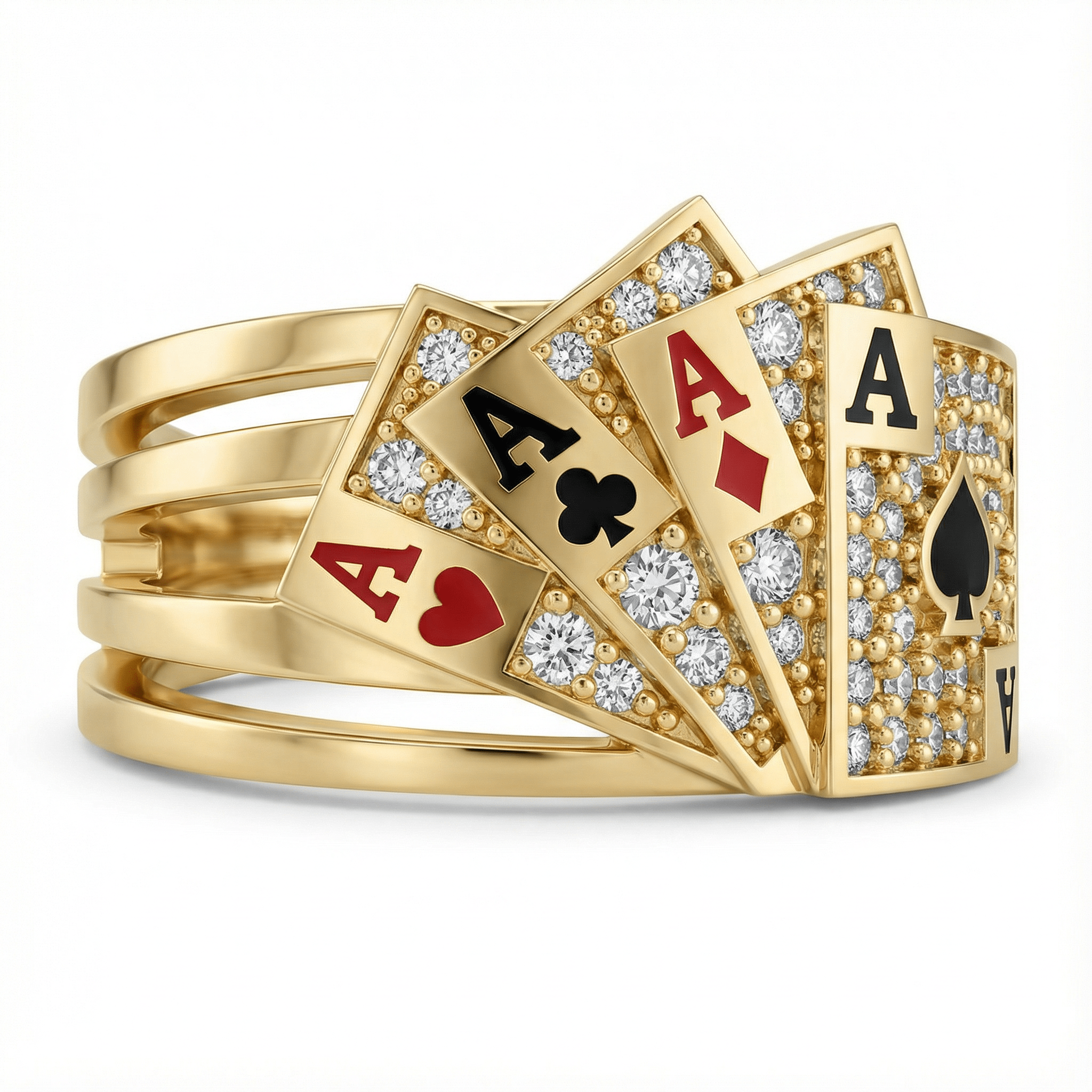 Poker As Kartları Temalı Taşlı Yüzük - Winners Jewels