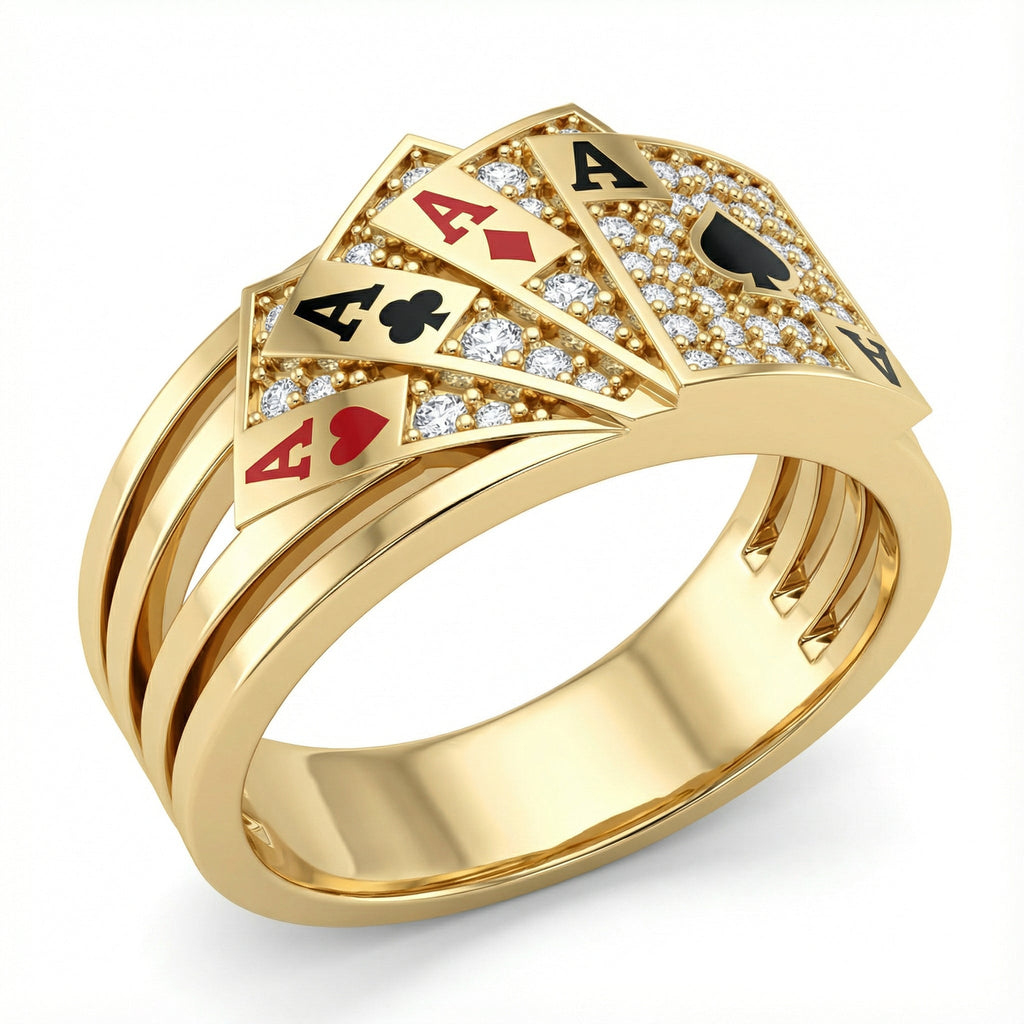 Poker As Kartları Temalı Taşlı Yüzük - Winners Jewels