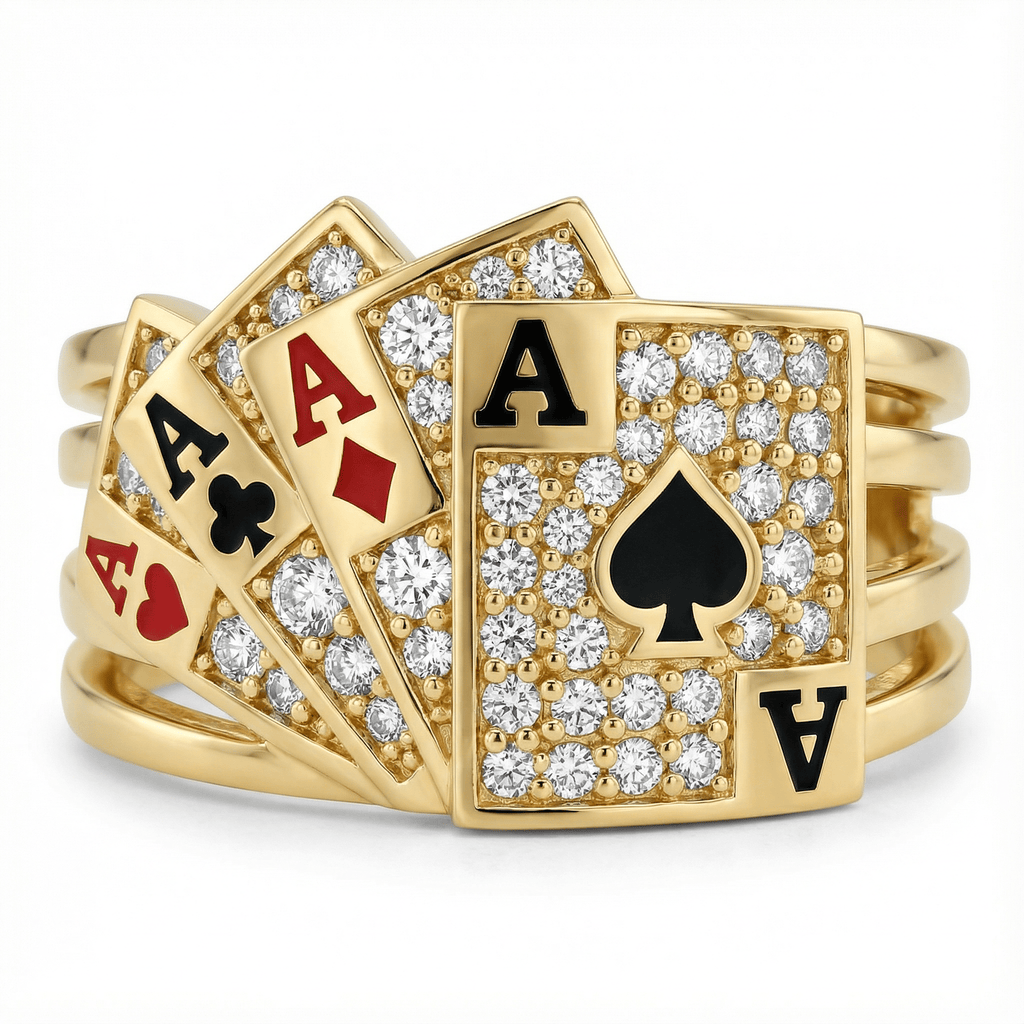 Poker As Kartları Temalı Taşlı Yüzük - Winners Jewels