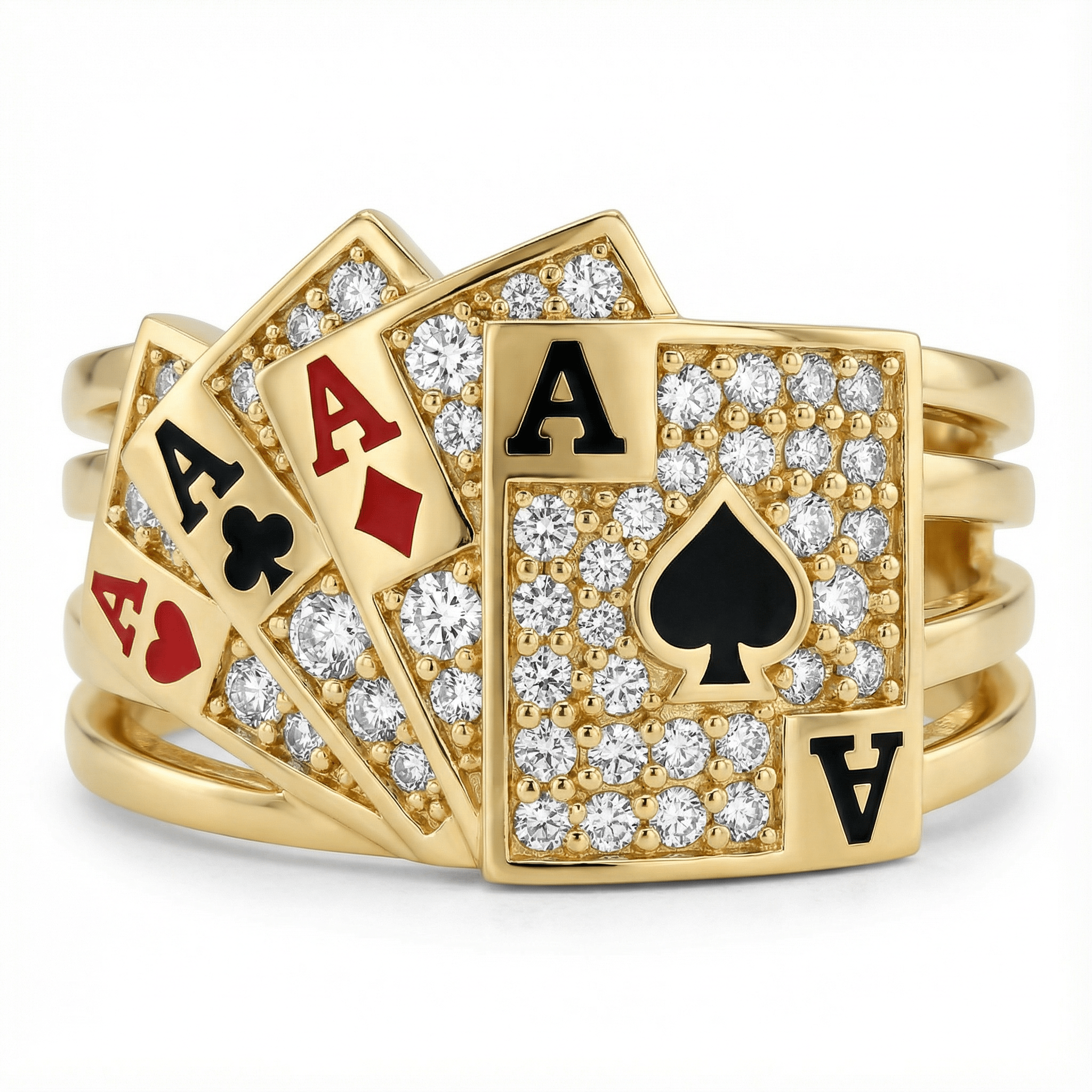 Poker As Kartları Temalı Taşlı Yüzük - Winners Jewels