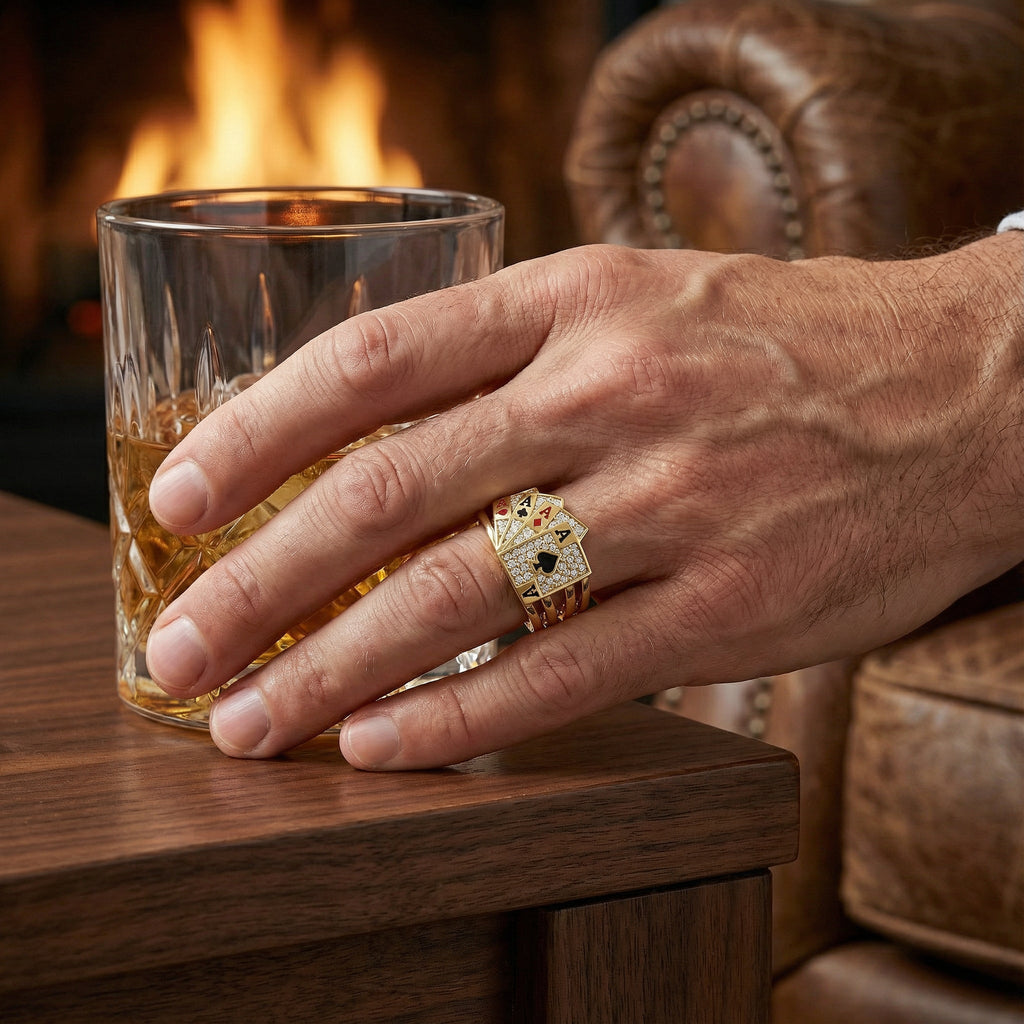 Poker As Kartları Temalı Taşlı Yüzük - Winners Jewels