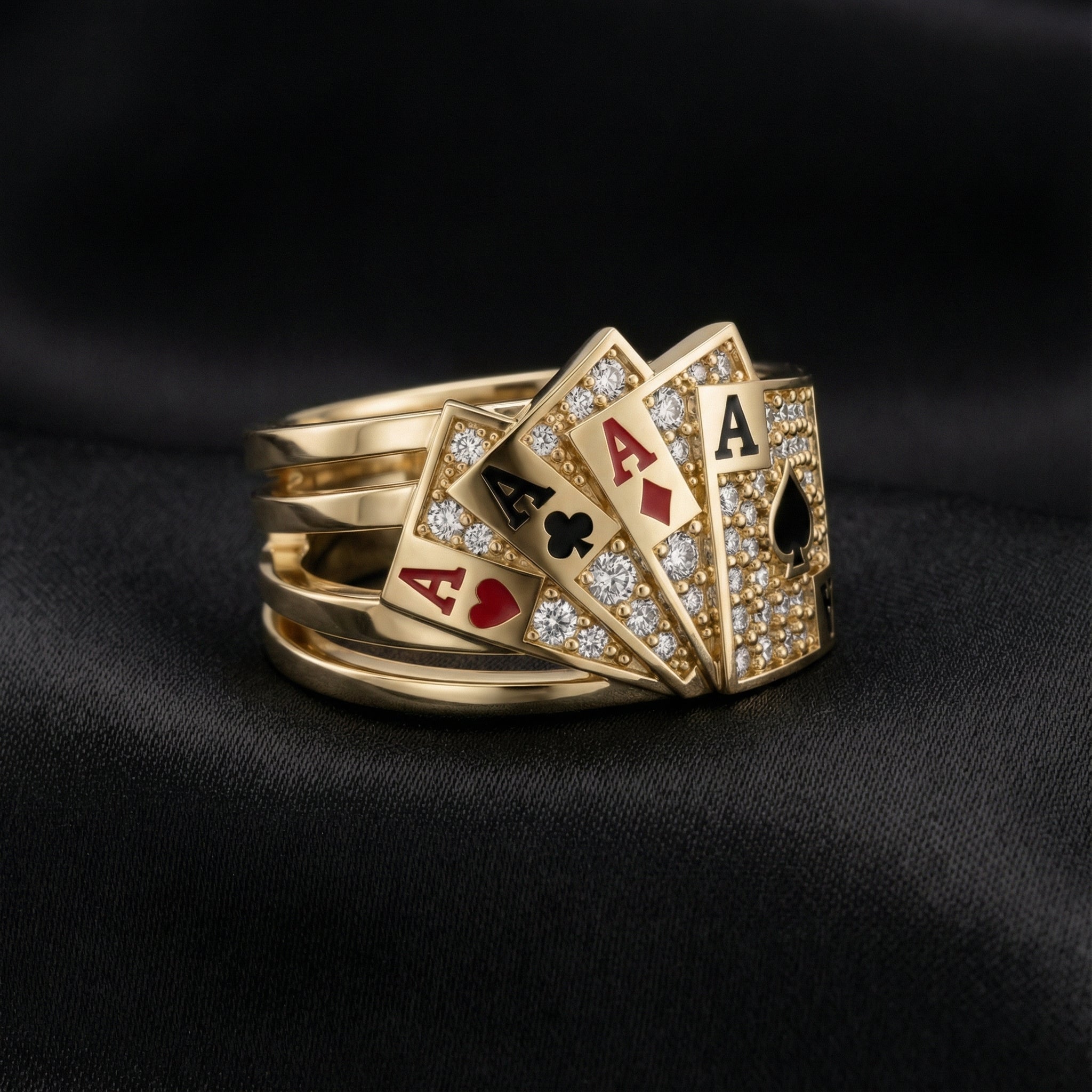 Poker As Kartları Temalı Taşlı Yüzük - Winners Jewels