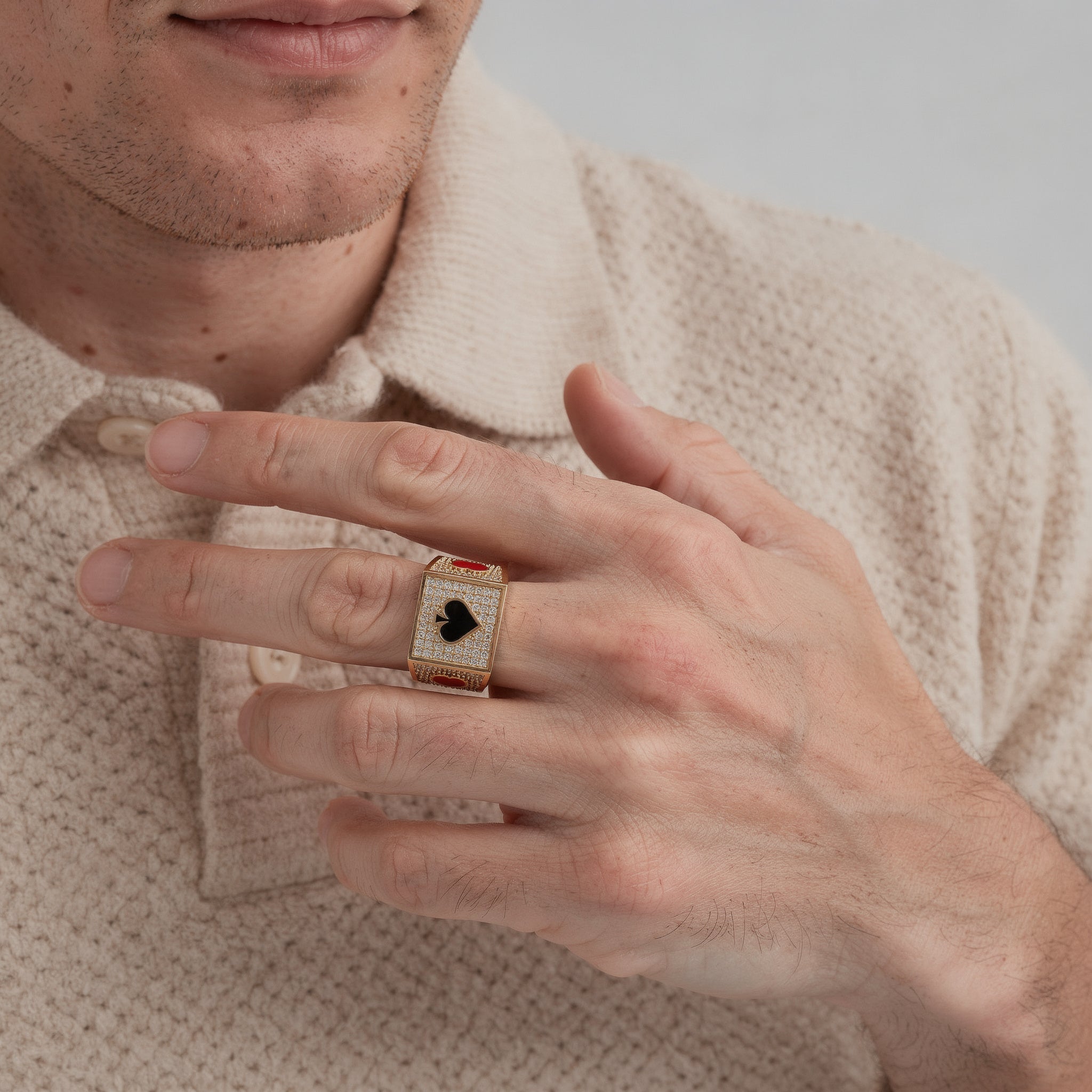 Poker Kart Sembollü Kare Yüzük - Winners Jewels