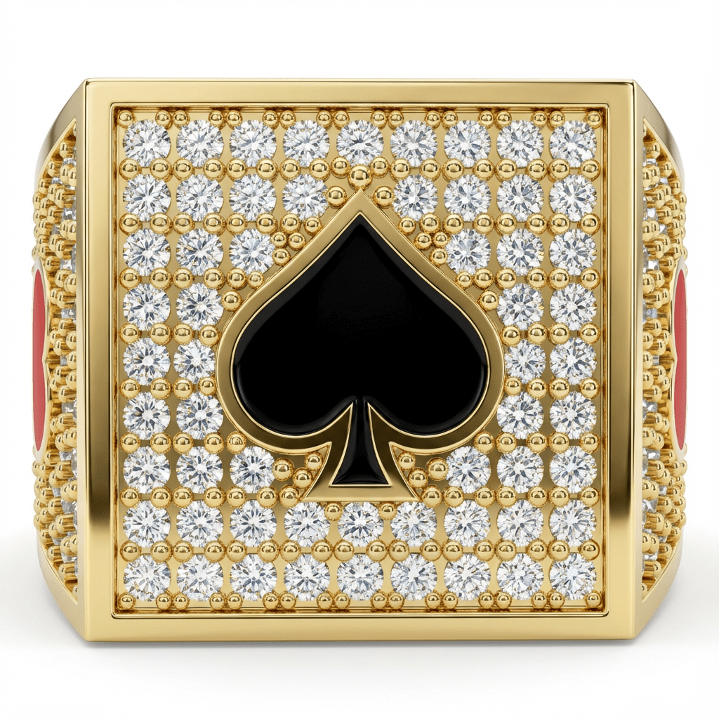 Poker Kart Sembollü Kare Yüzük - Winners Jewels