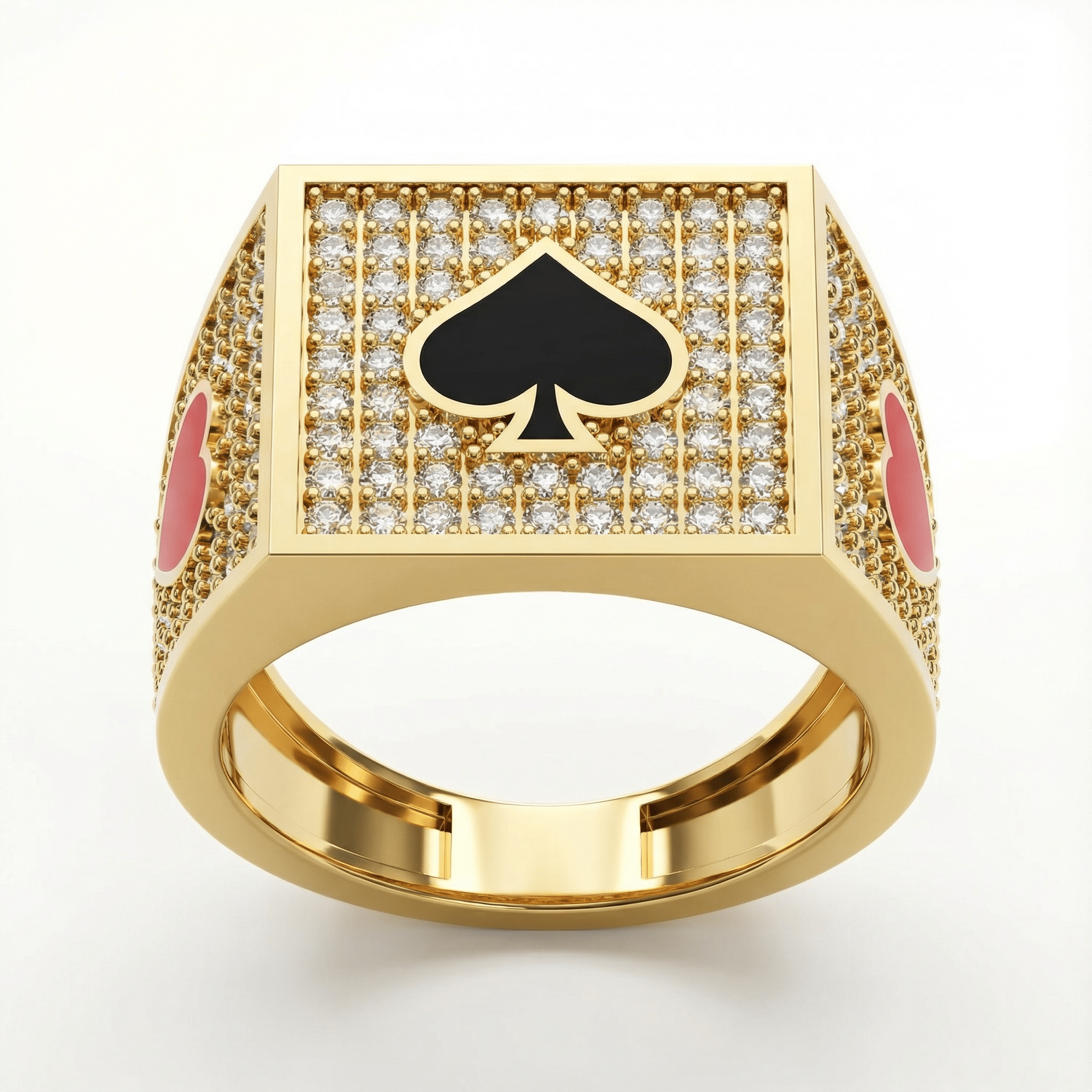 Poker Kart Sembollü Kare Yüzük - Winners Jewels