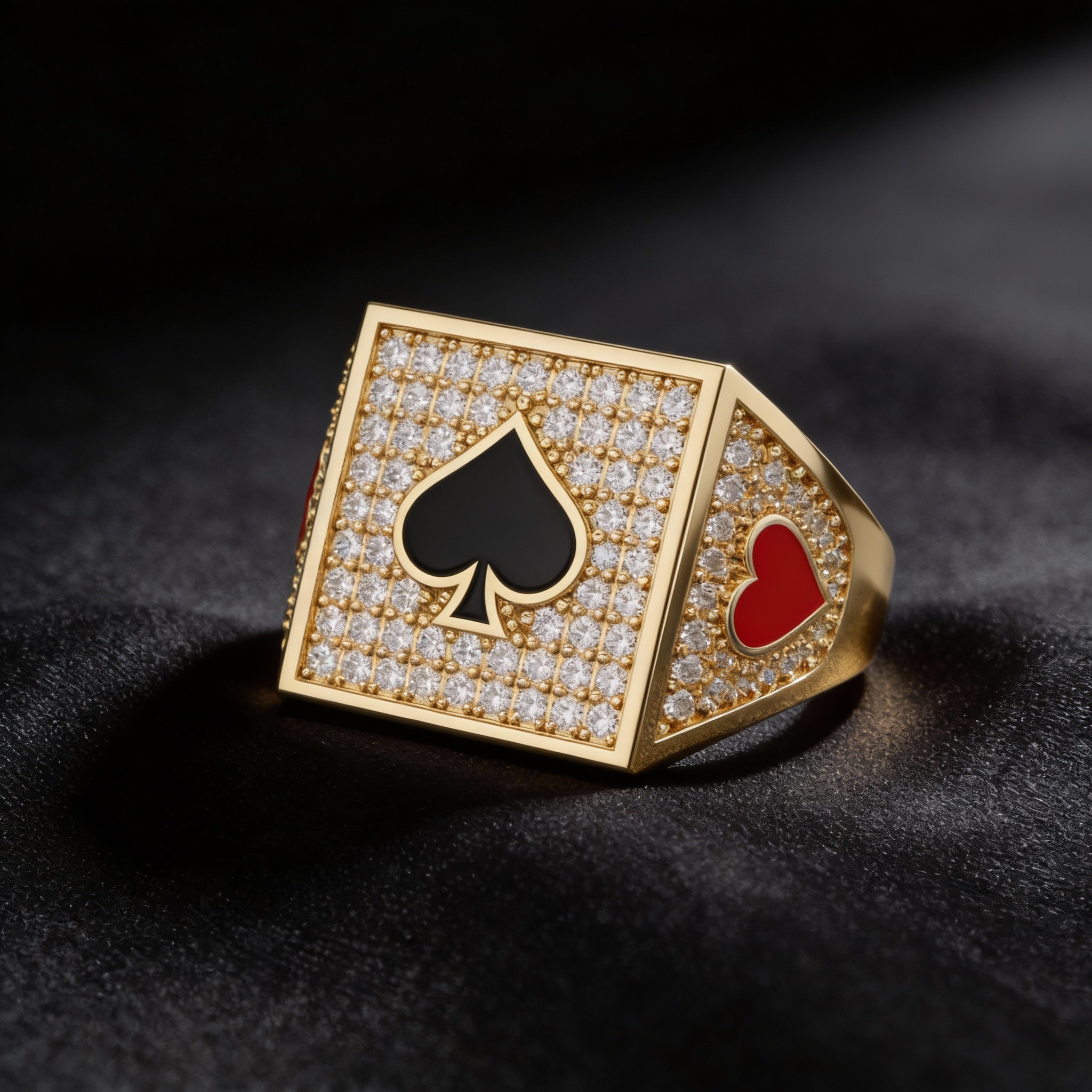 Poker Kart Sembollü Kare Yüzük - Winners Jewels