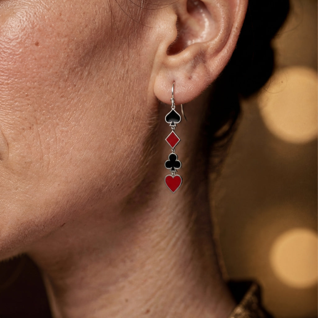 Poker Kart Sembolü Küpe Seti - Winners Jewels