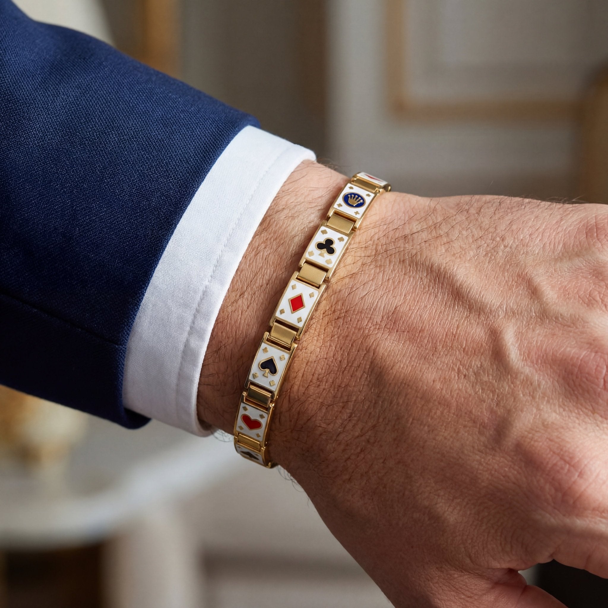 Poker Kartı Temalı Altın Bileklik - Winners Jewels