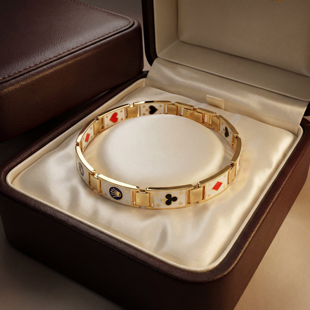Poker Kartı Temalı Altın Bileklik - Winners Jewels