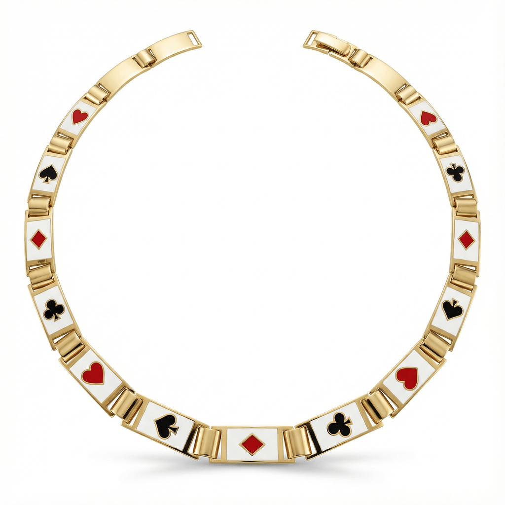 Poker Kartı Temalı İşlemeli Kolye - Winners Jewels